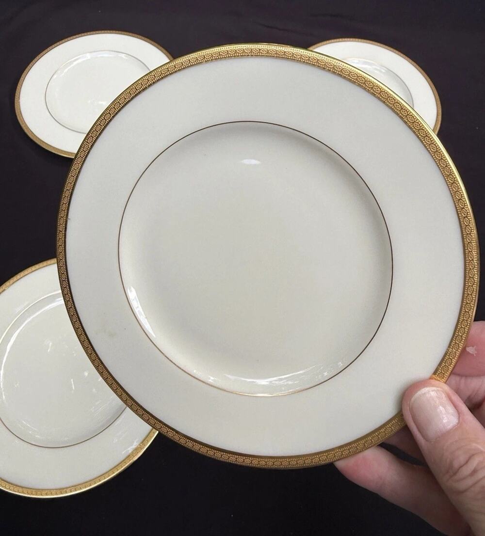 Vintage Lenox S-62 Set Of 5 Ivory and Gold 6.5” Dessert Bread Plates EUC!